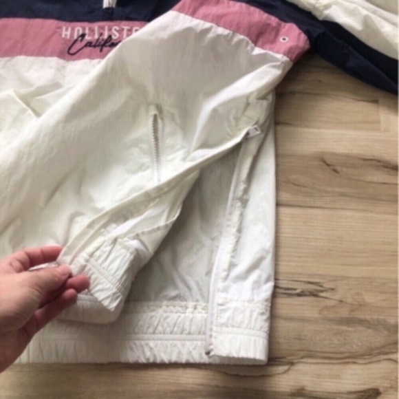 Lightweight Hollister Blue, Pink, & White Biker Quarter Zip Jacket Anorak - Picture 9 of 9